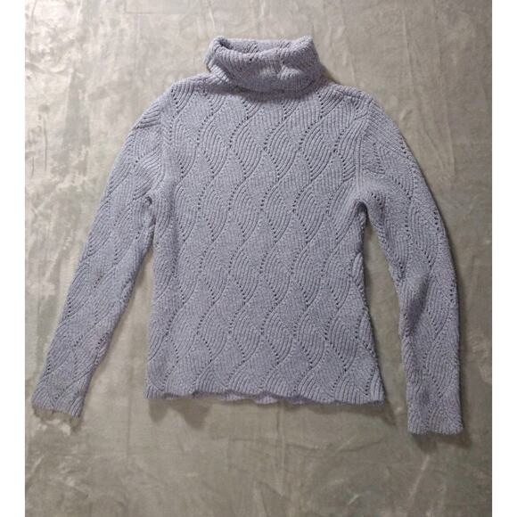 Sundance Sweater Womens Small Lt Blue Turtleneck Cotton Silk Blend Knit Pullover - Picture 2 of 8